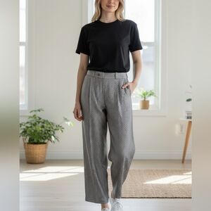 Vintage Scenario Women's Wool metallic Silver and black geometric pattern pants